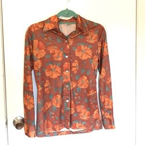 BOGO- Vintage floral print polyester blouse